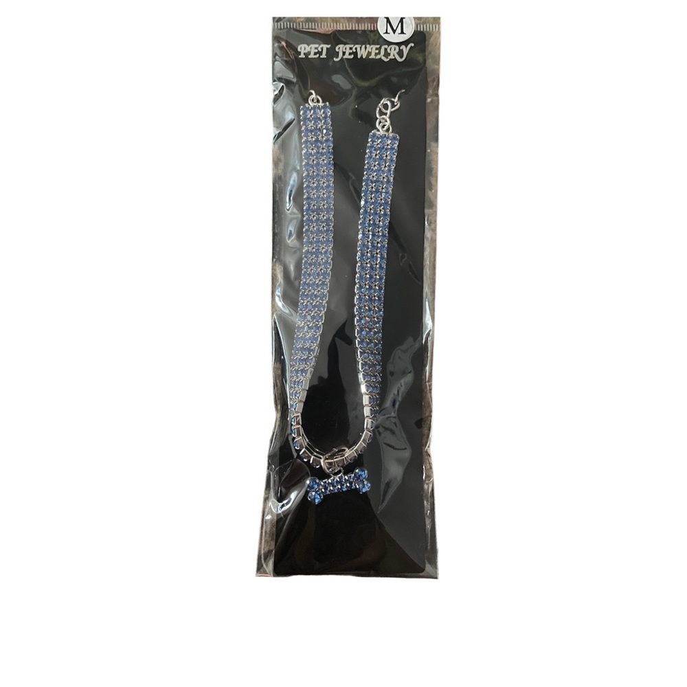 Brand new in packaging Rhinestone Bone Per Collar (blue coloured stones)